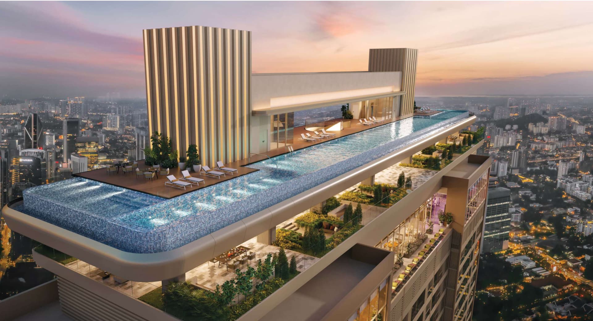 Rooftop sky pool and gardens at Pavilion Square Kuala Lumpur